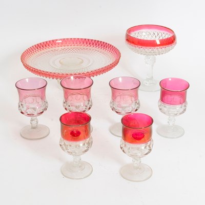 Lot 117 - Group of Cranberry & Clear Glass Tableware