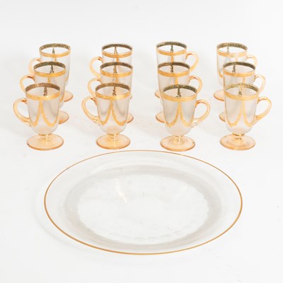 Lot 119 - Set of Twelve Gilt Decorated Frosted Glass Cups