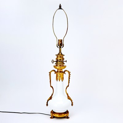 Lot 416 - French Bronze Mounted Opaline Table Lamp