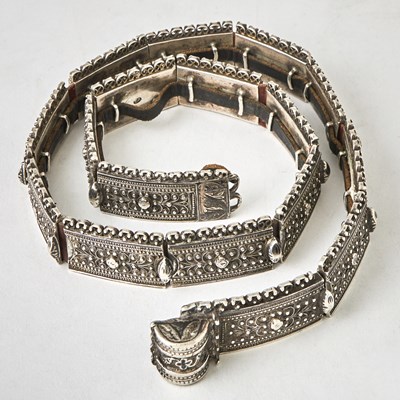 Lot 138 - Russian Silver-Mounted Leather Belt