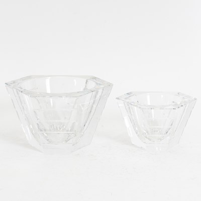 Lot 134 - Two Orrfors Diamon Shape Glass Vases