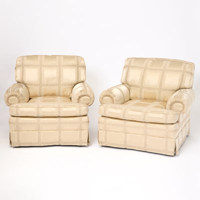 Lot 347 - Pair of Brunschwig & Fils Silk Upholstered Club Chairs