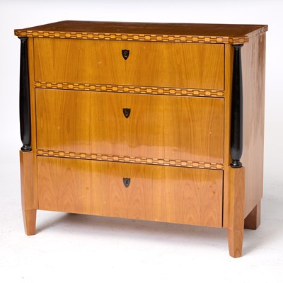 Lot 228 - Biedermeier Inlaid Satinwood and Part Ebonized Chest of Drawers