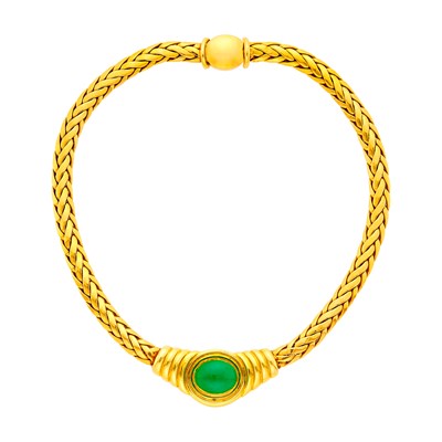 Lot 20 - Braided Gold and Jade Necklace