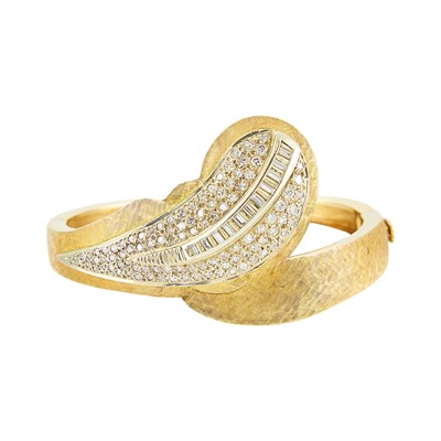 Lot 1060 - Gold and Diamond Bangle Bracelet