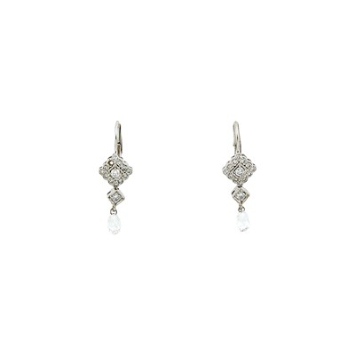 Lot 1292 - Pair of White Gold and Diamond Pendant-Earrings