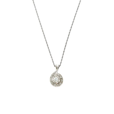 Lot 1293 - White Gold and Diamond Pendant with Chain Necklace