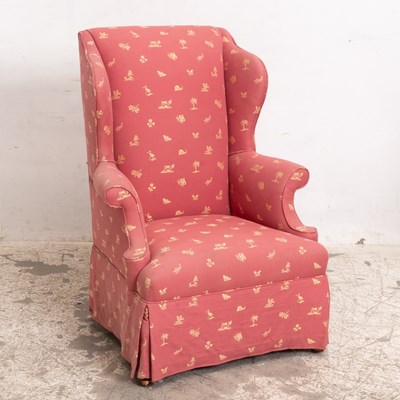 Lot 59 - Dark Pink Upholstered Wing Chair