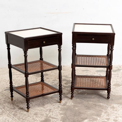 Lot 348 - Pair of Two-Tier Marble Top Side Tables