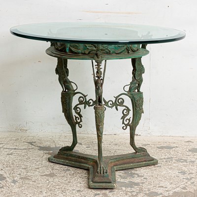 Lot 227 - Oxidized Metal Glass Top Table