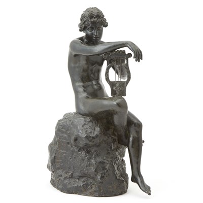 Lot 308 - Patinated Bronze Figure of Apollo Seated on a Rock with a Lyre