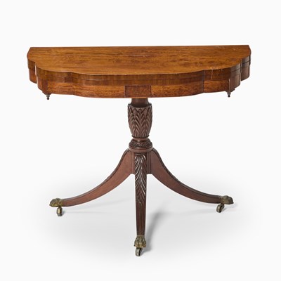 Lot 421 - Federal Inlaid Mahogany and Satinwood “Trick-leg” Card Table