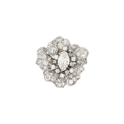 Lot 2268 - Platinum and Diamond Flower Ring