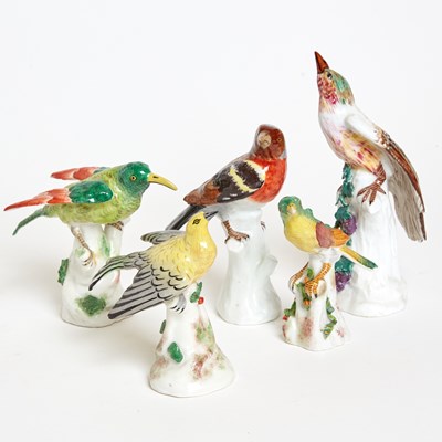 Lot 307 - Five Continental Porcelain Models of Birds