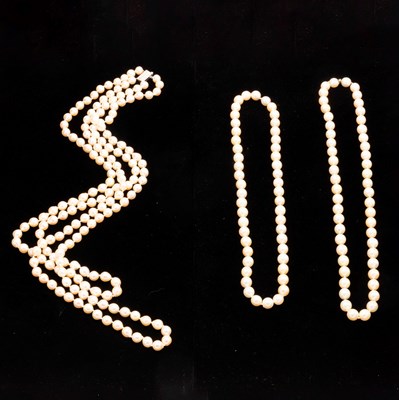 Lot 223 - Two Semi-Baroque Cultured Pearl Necklaces