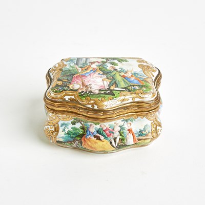 Lot 103 - Berlin Enameled Gilt-Copper Mounted Snuff-Box and Cover