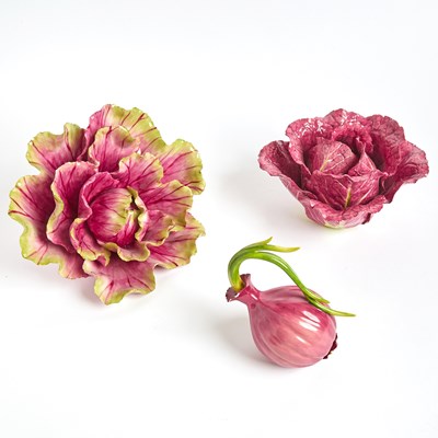 Lot 190 - Two Kate Houston Porcelain Models of Cabbages and a Third Modeled as an Onion