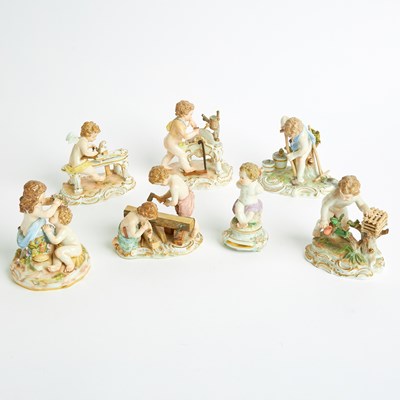 Lot 125 - Seven Meissen Porcelain Figures and Figure Groups of Putti