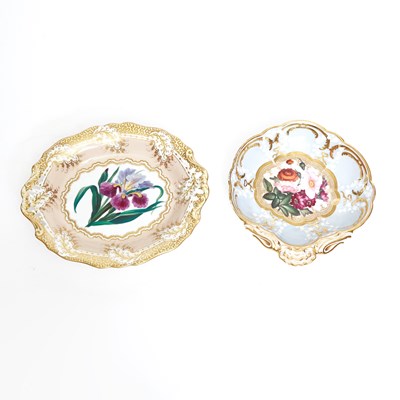 Lot 599 - Two Staffordshire Gilt-Decorated Floral Serving Dishes