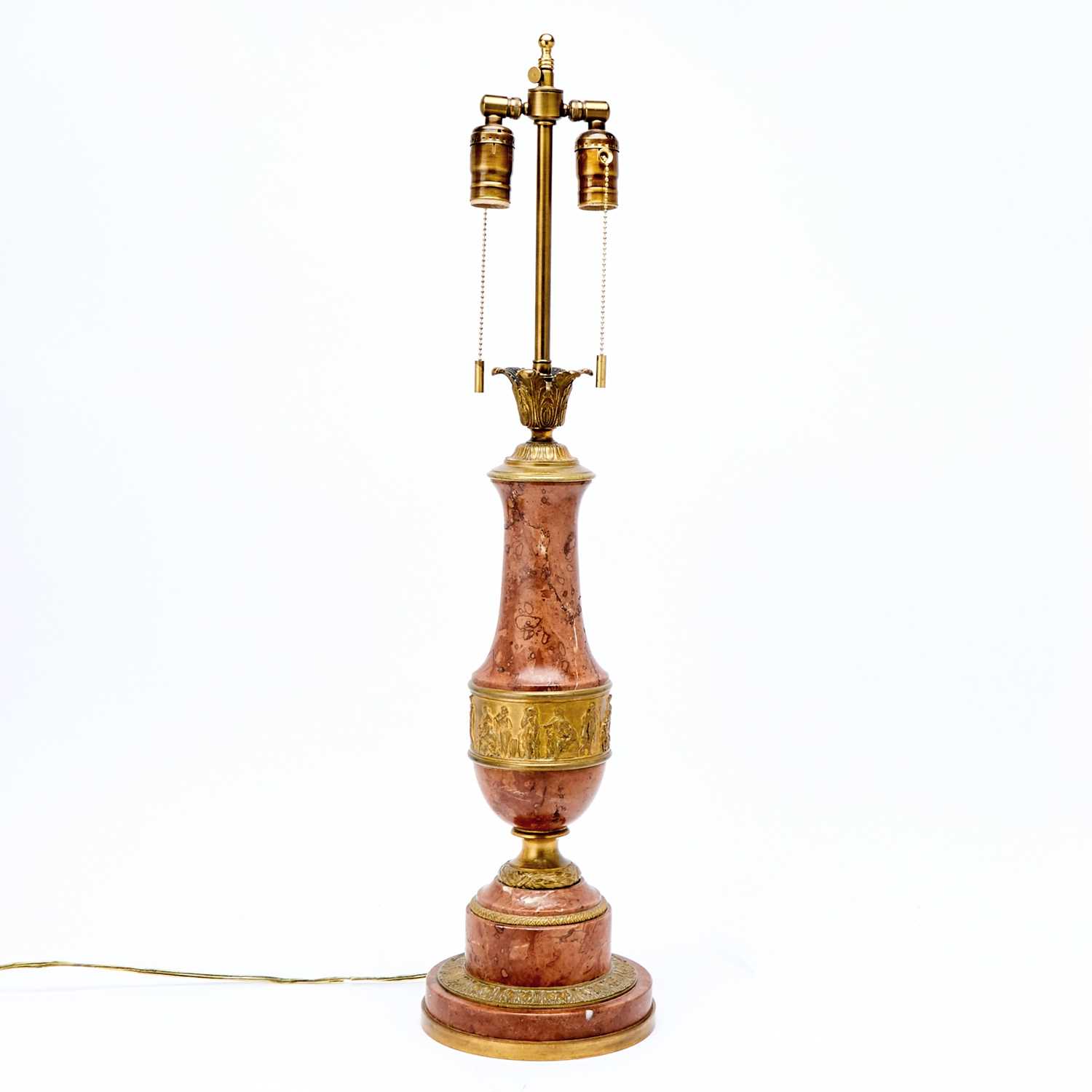 Lot 588 - Gilt-Metal Mounted Red Marble Table Lamp