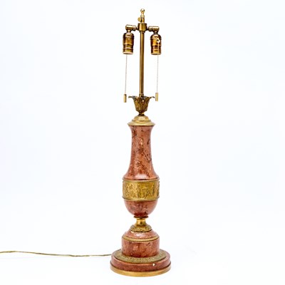 Lot 588 - Gilt-Metal Mounted Red Marble Table Lamp