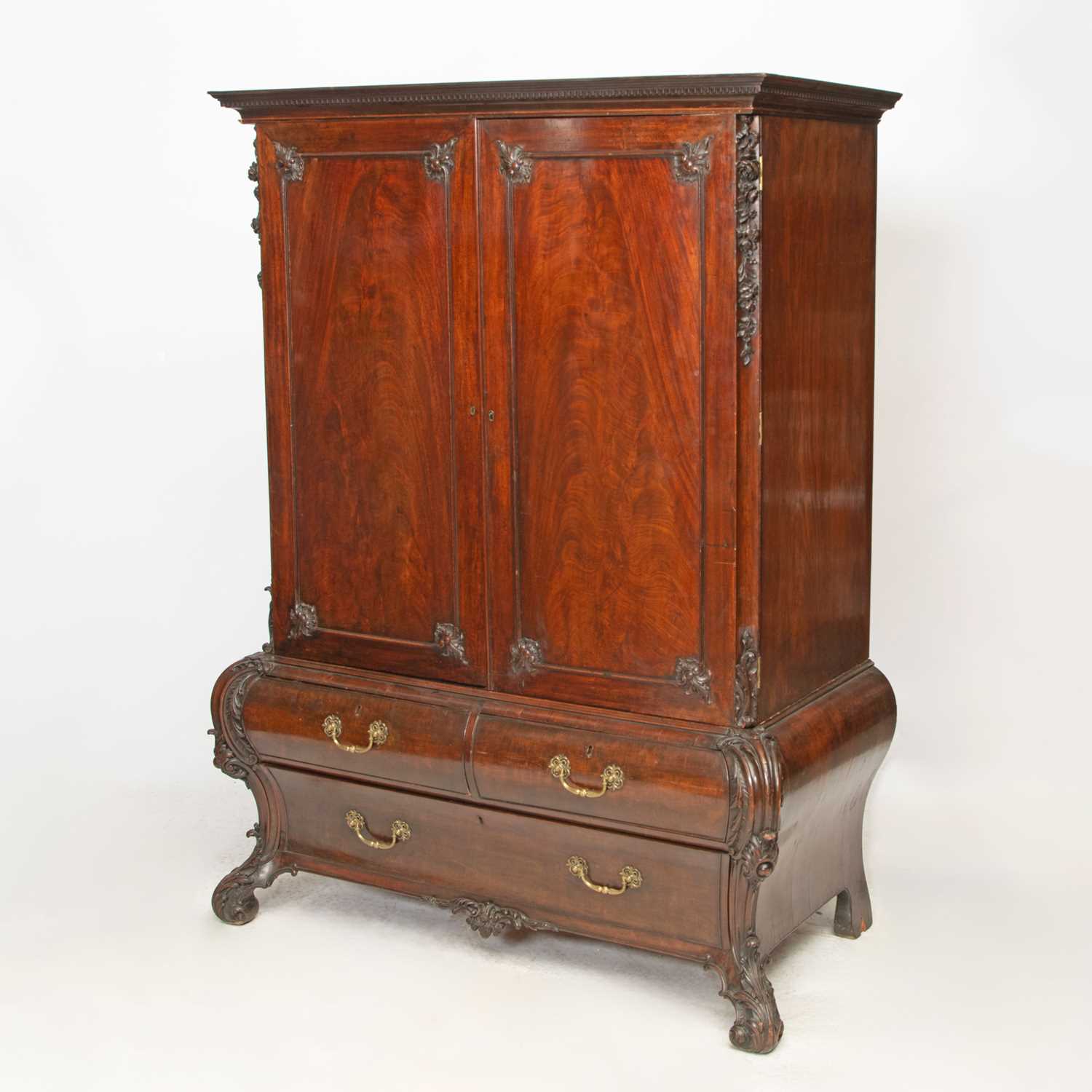 Lot 496 - George II Mahogany Clothes Press, in the manner of Thomas Chippendale