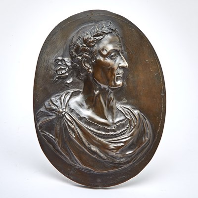 Lot 574 - Grand Tour Patinated Bronze Portrait Relief Medallion of Caesar Augustus Octavianus