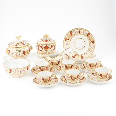 Lot 619 - Coalport Porcelain Neoclassical Iron-Red and Gilt-Decorated Part Tea-Service