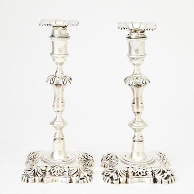 Lot 312 - Pair of George II Sterling Silver Candlesticks