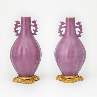 Lot 165 - Pair of Chinese Porcelain Vases with Gilt Metal Mounts