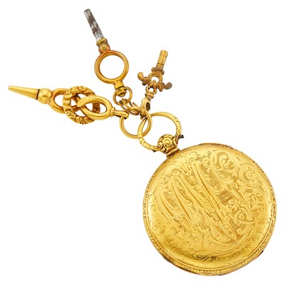 Lot 2175 - Gold Hunting Case Pocket Watch with Keys