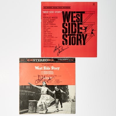 Lot 125 - The Broadway cast recording and film soundtrack of West Side Story, both signed by Stephen Sondheim