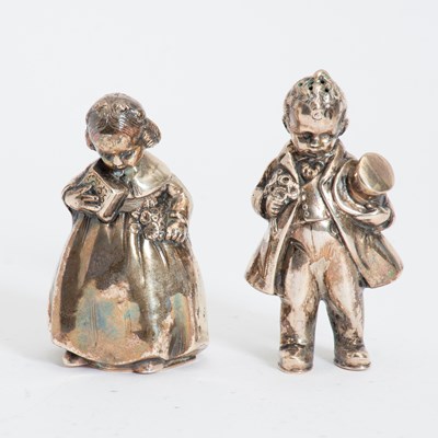 Lot 291 - Pair of Continental Silver Figural Salt Shakers