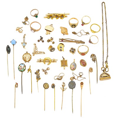 Lot 1203 - Group of Gold, Low Karat Gold, Gold-Filled, Silver and Metal Jewelry