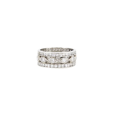 Lot 1168 - Wide Platinum and Diamond Band Ring