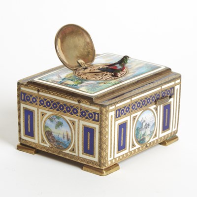 Lot 85 - Continental Enamel Singing Bird Box