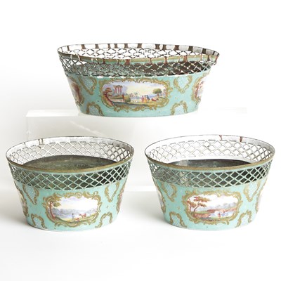 Lot 80 - Three Continental Enamel Jardinieres