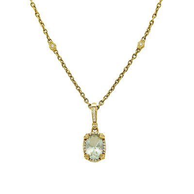 Lot 1311 - Judith Ripka Gold, Green Quartz and Diamond Enhancer with Chain Necklace