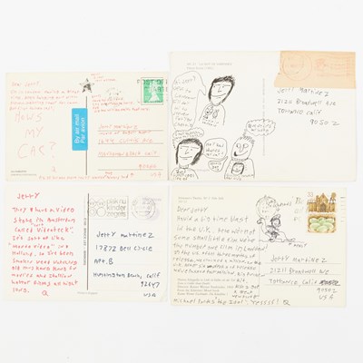 Lot 2 - An excellent series of postcards sent from Quentin Tarantino during the writing of Pulp Fiction