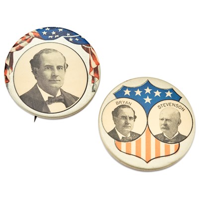 Lot 1026 - Political Collectibles: Bryan and Stevenson Pin Backs