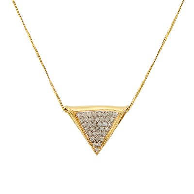 Lot 1179 - Two-Color Gold and Diamond Pendant with Chain Necklace