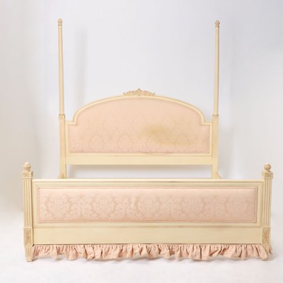 Lot 411 - Julia Gray Cream and Pink Painted Four-Poster Bed