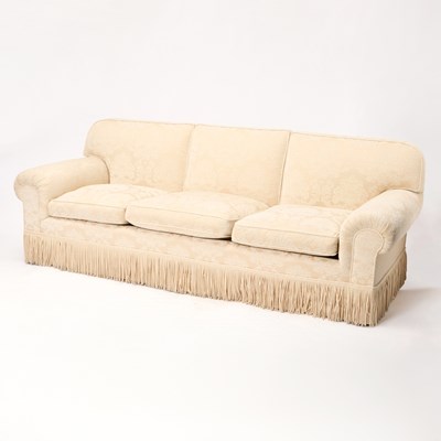 Lot 210 - White Damask Upholstered Sofa