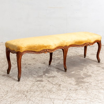 Lot 367 - Louis XV Style Upholstered Fruitwood Bench