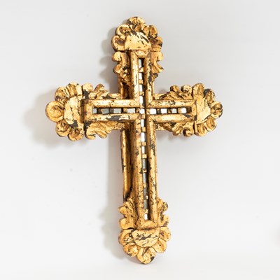 Lot 10 - Mexican Gilt-Wood Mirror-Inset Cross