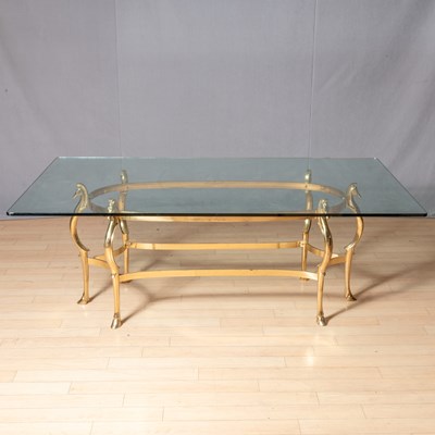 Lot 434 - Contemporary Gilt Metal and Glass Top Dining Table