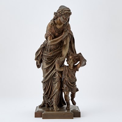 Lot 213 - French Patinated Bronze Group of a Mother and Child