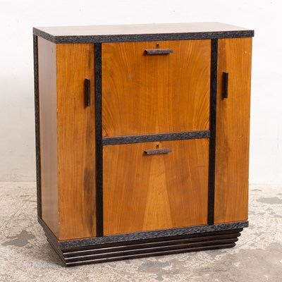 Lot 83 - Art Deco Walnut and Part Ebonized Wood Bar