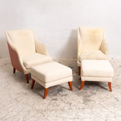 Lot 91 - Pair of Upholstered Fruitwood Armchairs