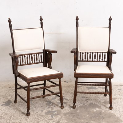 Lot 78 - Pair of Upholstered Oak Armchairs